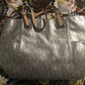 Michael Kors East West Metallic Silver Tote